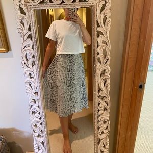 j crew snakeskin pleated midi skirt